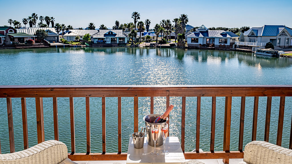 A view of the tranquil waters of the marina from the Cabin's veranda.