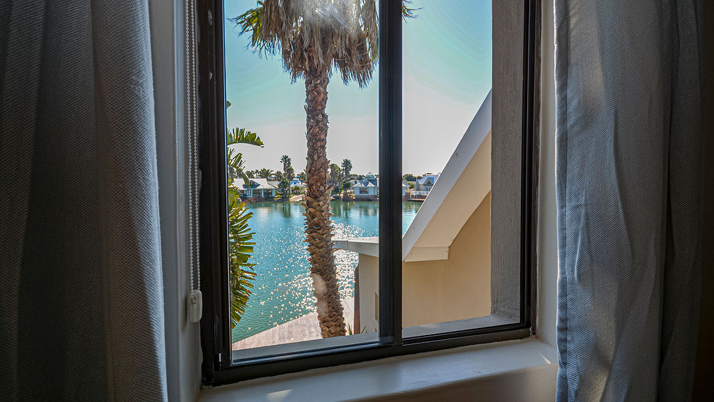 A view onto the marina from inside Honey Suite.